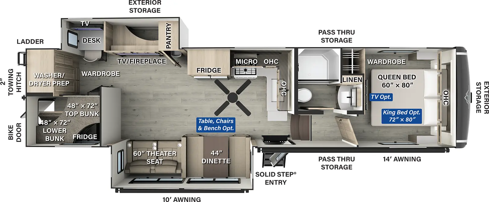 Flagstaff Classic Fifth Wheels F378BH Floorplan